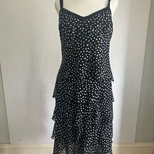 Carlisle Black & White Silk Polka Dot Cami, Skirt, Matching White Brocade Blazer